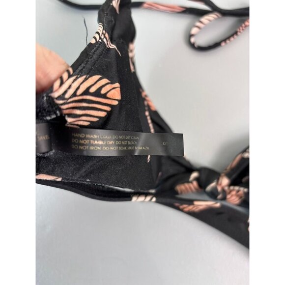 VIX Paula Hermanny women's small black patterned halter tie bikini swim‎ top - Picture 6 of 6